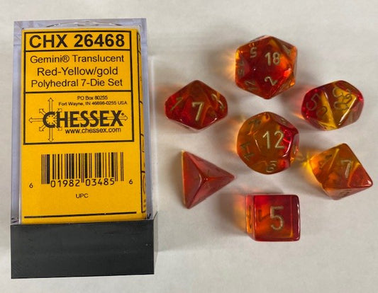 Gemini Translucent Red-Yellow/Gold (Polyhedral 7-Die Set)