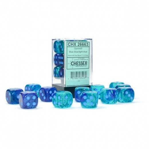 Gemini Blue-Blue/Light Blue (D6 Dice Block of 12)