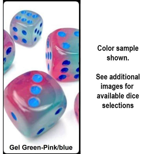 Gemini Gel Green-Pink/Blue (D6 Dice Block of 12)