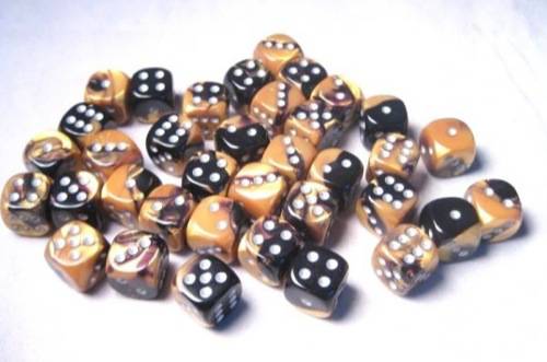 Gemini Black-Gold/Silver (D6 Dice Block of 36)