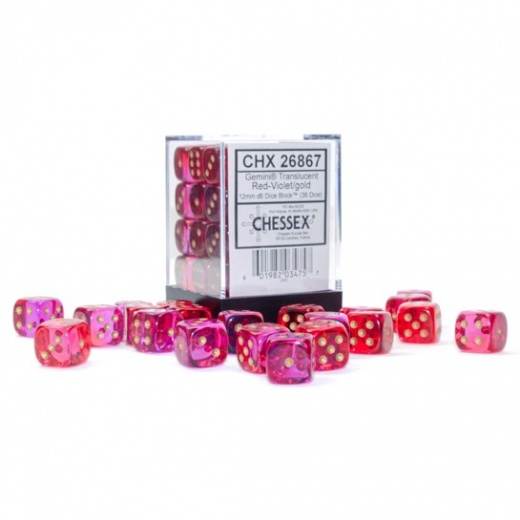 Gemini Translucent Red-Violet/Gold (D6 Dice Block of 36)