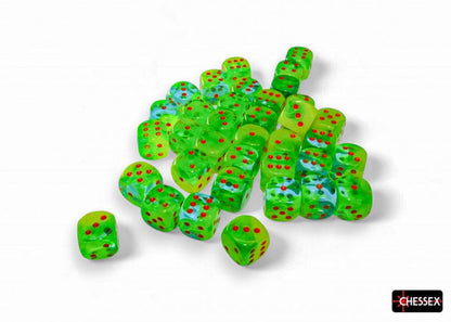 Gemini Plasma Green-Teal/Orange 12mm D6 (36 Dice)
