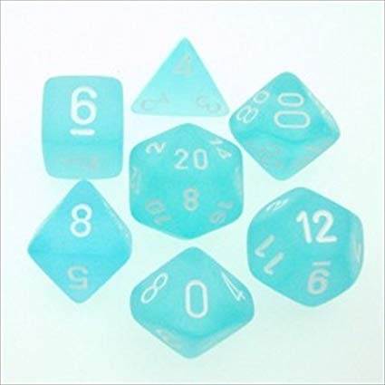 Frosted Teal/white (Polyhedral 7-Die Set)