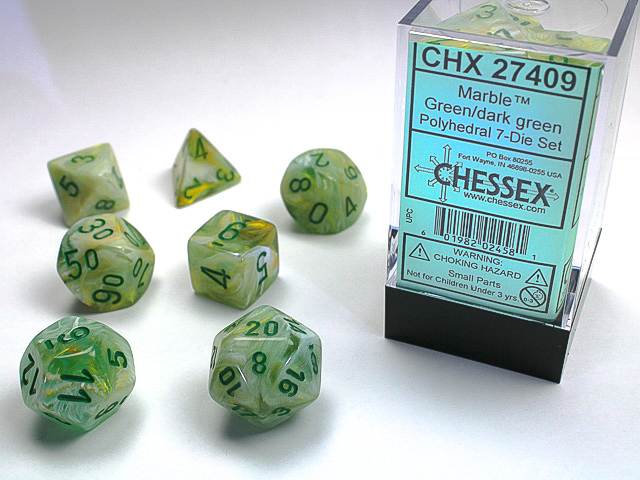 Marble Green/Dark Green (Polyhedral 7-Die Set)