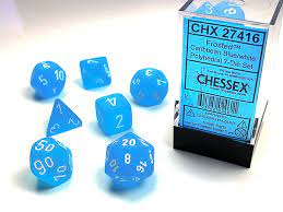 Frosted Caribbean Blue/White (Polyhedral 7-Die Set)