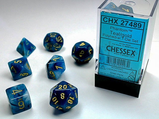 Phantom Teal/ Gold Polyhedral Dice Set