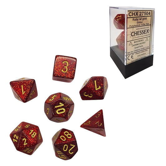 Glitter Ruby Red/Gold (Polyhedral 7-Die Set)