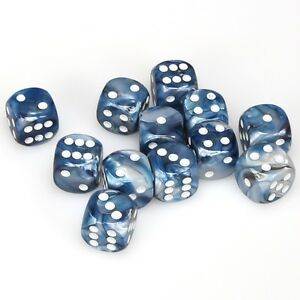 Lustrous Slate/White (D6 Dice Block of 12)