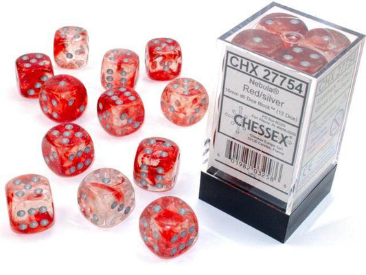 Nebula Red/Silver (D6 Dice Block of 12)