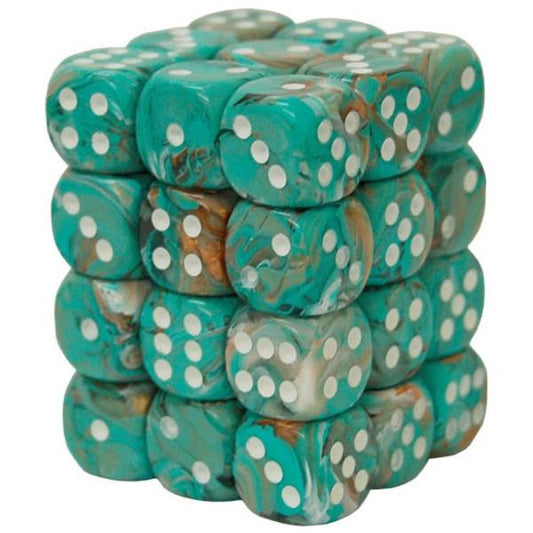 Marble Oxi-Copper/White (D6 Dice Block of 36)