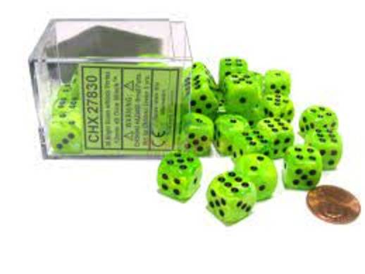 Vortex Bright Green/Black (12mm D6 Block of 36 Dice)