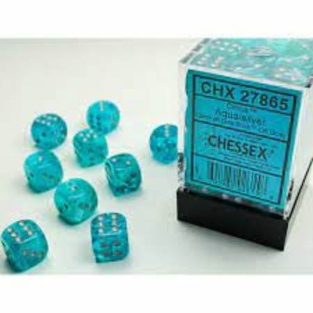 Cirrus Aqua/Silver(12mm D6 Block of 36 Dice)