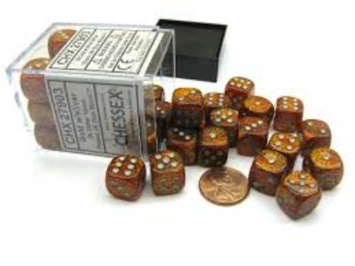 Glitter Gold/Silver d6 Dice Block (36 Dice)