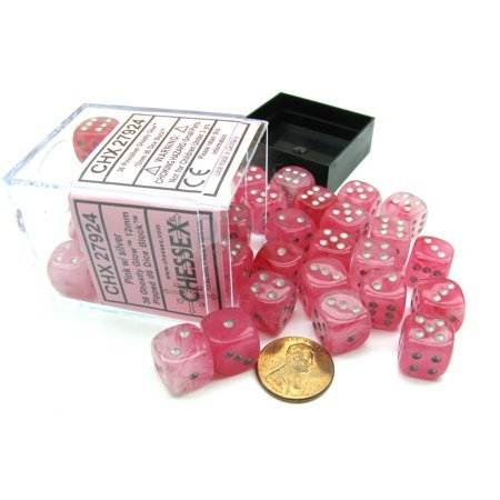 Ghostly Glow Pink/Silver d6 Dice Block (36 Dice)