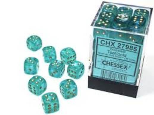 Borealis Teal/Gold (D6 Dice Block of 36)