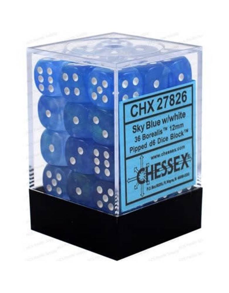 Borealis Sky Blue/White (D6 Dice Block of 36)