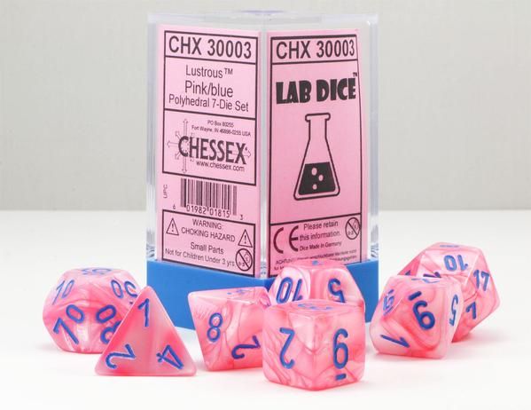 Festive Pink/ Blue Polyhedral 7-Die Set