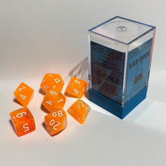 Festive Flare/White Polyhedral 7-Die Set