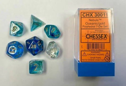 Nebula Oceanic/Gold Luminary Polyhedral 7-Die Set