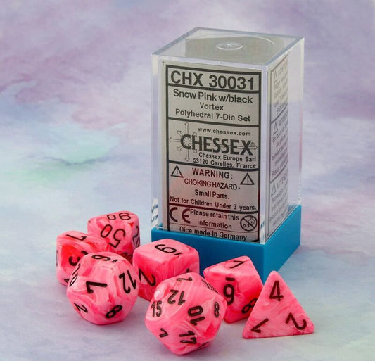 Vortex Snow Pink/Black Polyhedral 7-Die Set