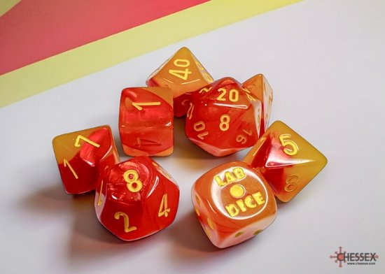 Gemini Red/Yellow Luminary (Polyhedral 7-Die Set)