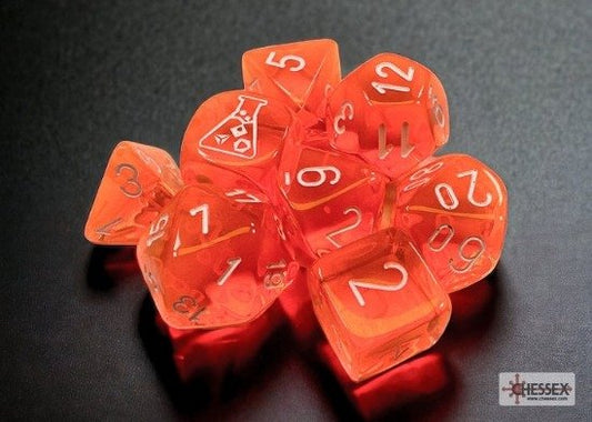 Translucent Neon Orange/White (Polyhedral 7 Die Set)