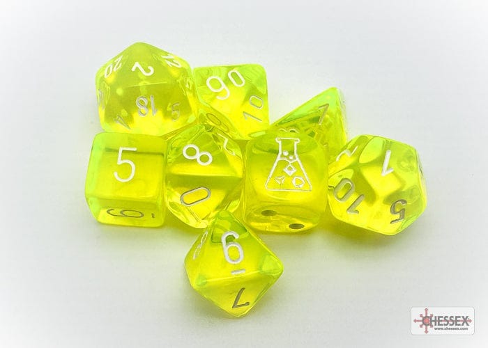Translucent Neon Yellow/White (Polyhedral 7 Die Set)