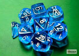 Translucent Tropical Blue/White (Polyhedral 7 Die Set)