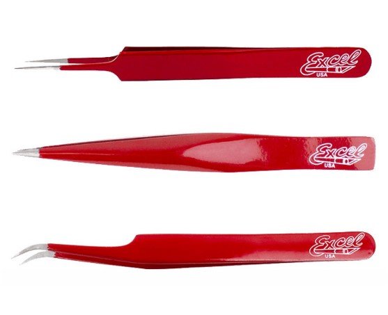 Ultra Fine Point Tweezers (Hollow - Red)