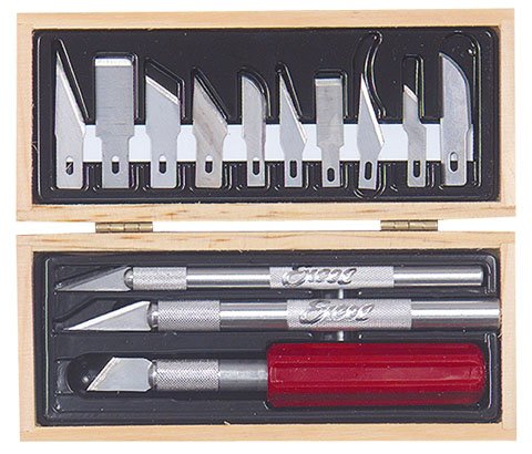 Wooden Box Hobby Knife Set