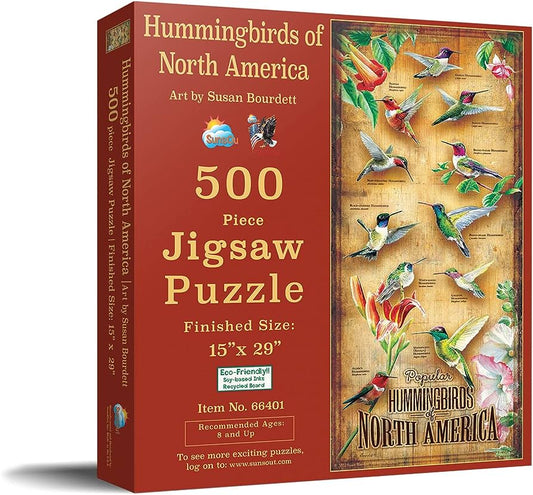 500 Piece Puzzle: Hummingbirds of North America