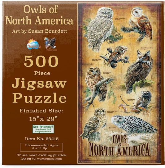 500 Piece Puzzle: Owls of North America