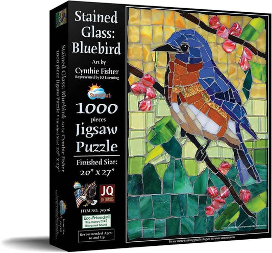 1000 Pc Puzzle: Stained Glass Bluebird