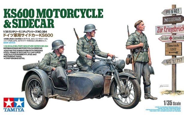 German KS600 Motorcycle & Sidecar w/3 Figures