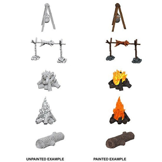 D&D Unpainted Minis: Camp Fire & Sitting Log