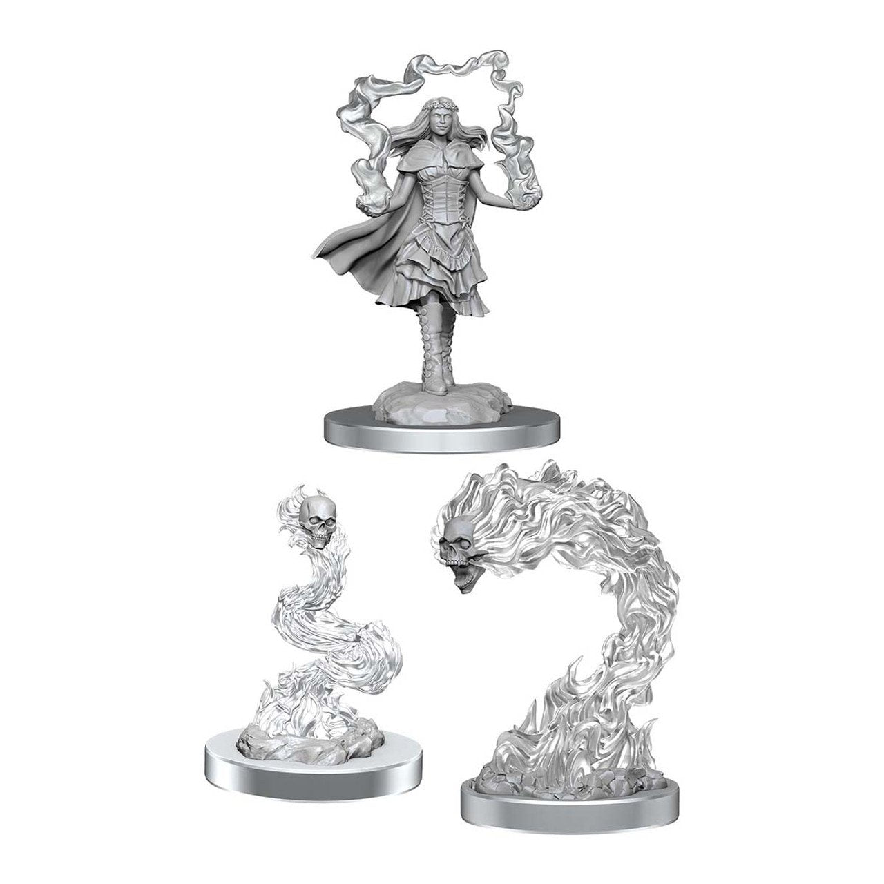 D&D Unpainted Minis: Dark Spellcaster & Flameskulls