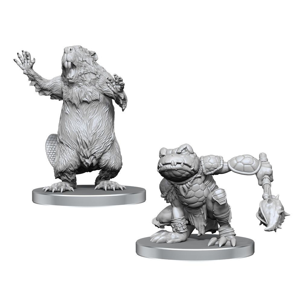 Pathfinder Unpainted Minis: Boggard Scout & Castoroides