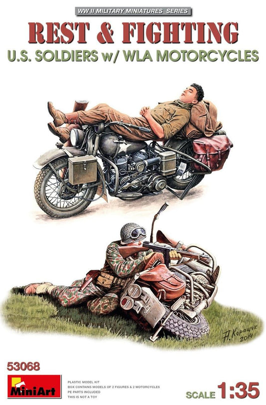 Rest & Fighting U.S. Soldiers W/ WLA Motorcylces