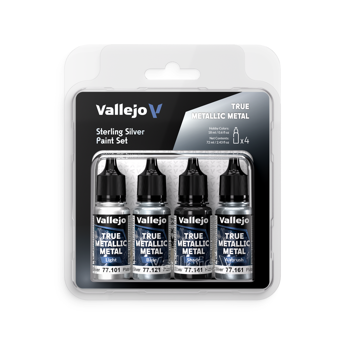 Vallejo True Metallic Metal Sterling Silver Paint Set