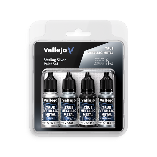 Vallejo True Metallic Metal Sterling Silver Paint Set