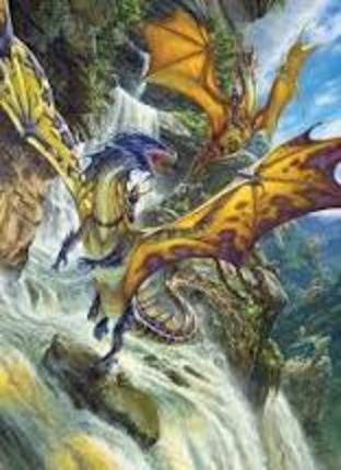 1000 Piece Puzzle: Waterfall Dragons