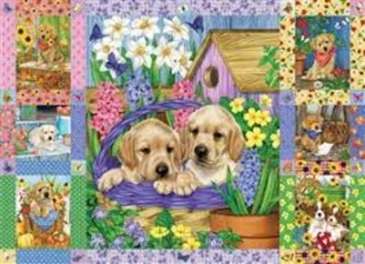 1000 Piece Puzzle: Puppies And Posies Quilt